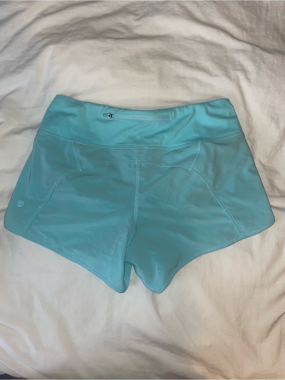 CRZ YOGA Turquoise Athletic Shorts with Back Zip Pocket
